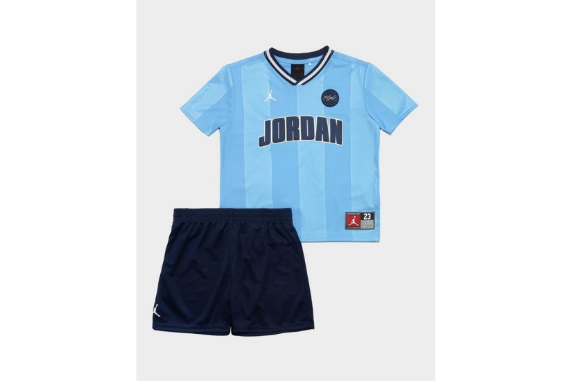 Jordan 23 Jersey Παιδικό Σετ Κοντομάνικη Μπλούζα - Σορτς Γαλάζιο, Μπλε Σκούρο, Λευκό
