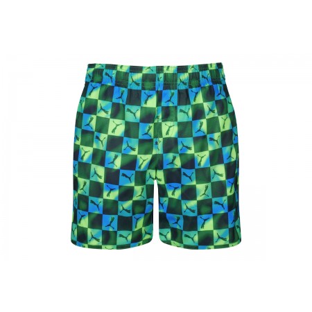 Puma Printed Cat Παιδικό Μαγιό Σορτς Πράσινο, Μπλε, Λεμονί