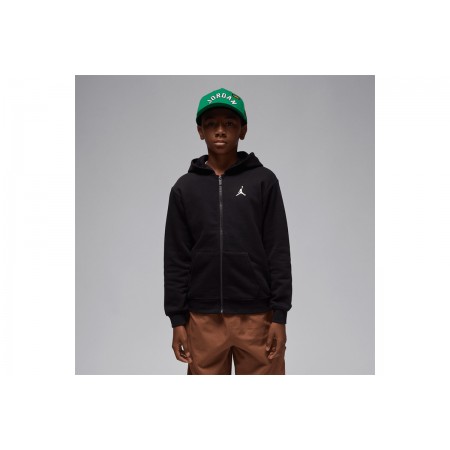 Jordan Brooklyn Fleece Παιδική Βαμβακερή Ζακέτα με Κουκούλα Μαύρη