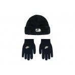 Nike Cozy Peak Παιδικό Χειμερινό Σετ Σκουφάκι - Γάντια Μαύρο