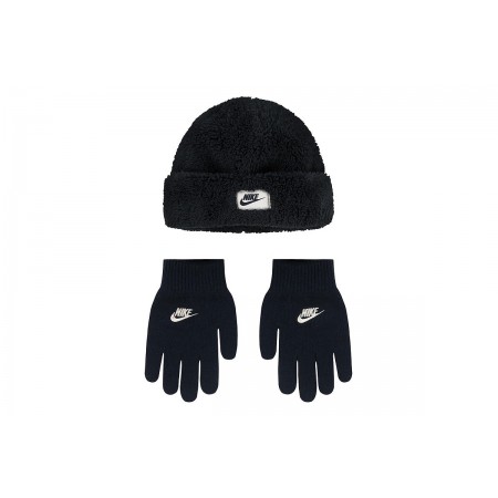 Nike Cozy Peak Παιδικό Χειμερινό Σετ Σκουφάκι - Γάντια Μαύρο