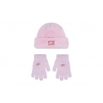 Nike Cozy Peak Παιδικό Χειμερινό Σετ Σκουφάκι - Γάντια Ροζ