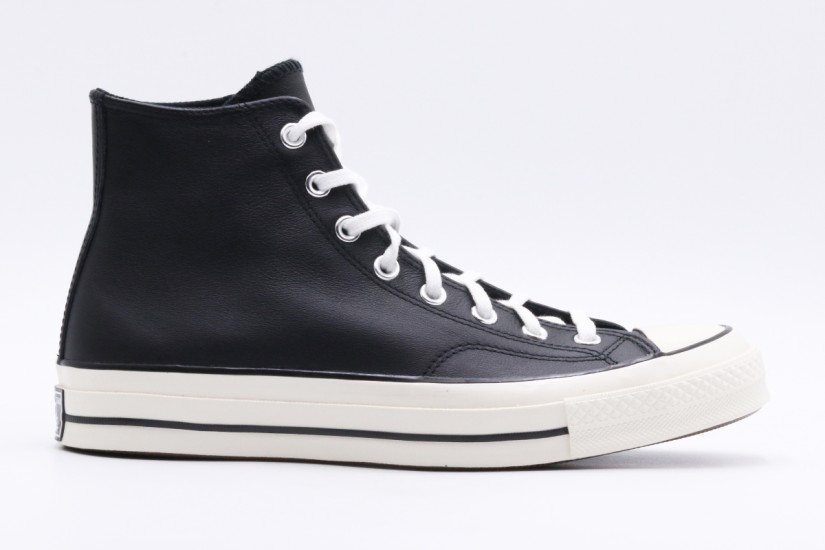 Converse Chuck 70 Leather Ανδρικά Δερμάτινα Sneakers Μαύρα, Εκρού
