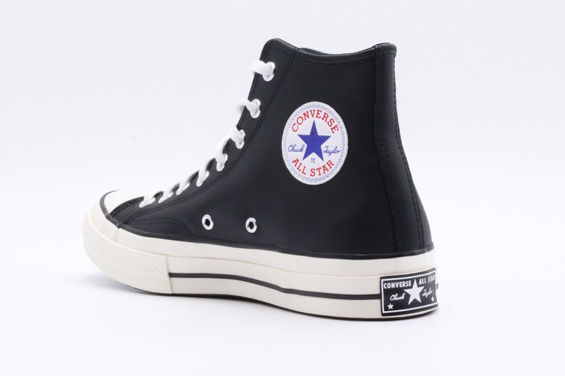 Converse Chuck 70 Leather Ανδρικά Δερμάτινα Sneakers Μαύρα, Εκρού