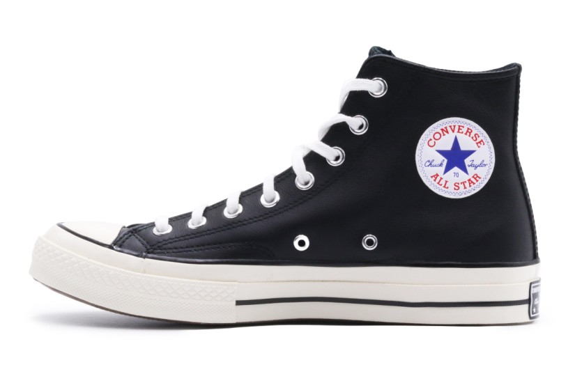 Converse Chuck 70 Leather Ανδρικά Δερμάτινα Sneakers Μαύρα, Εκρού