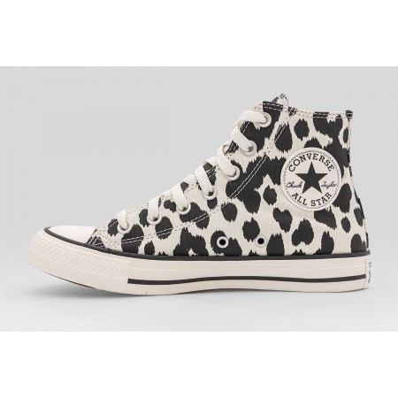 Converse Chuck Taylor All Star High Cow Print Sneakers Εκρού, Μαύρα
