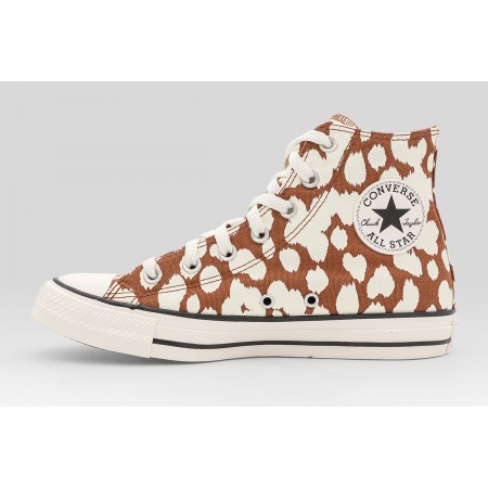 Converse Chuck Taylor All Star High Animal Print Sneakers Καφέ, Εκρού