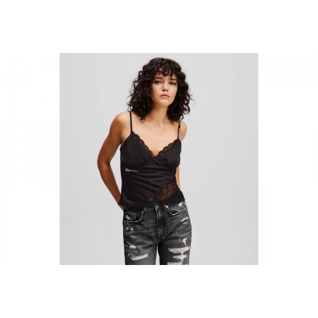 Karl Lagerfeld Satin Lace Μπλούζα Αμάνικη Γυναικεία 