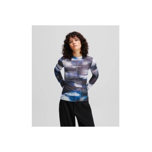 Karl Lagerfeld Ls Mesh Μπλούζα Με Λαιμόκοψη Γυναικεία (A1W17039 1JM)