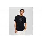 Karl Lagerfeld Curved Hem Shibori Ανδρικό Κοντομάνικο T-Shirt Μαύρο