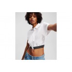 Karl Lagerfeld Cropped Woven Πουκάμισο Κοντομάνικο Γυναικείο (A2W11017 100)