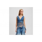 Karl Lagerfeld Fringed Denim Crop Top Αμάνικο Γυναικείο (A2W11022 1DE)