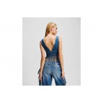 Karl Lagerfeld Fringed Denim Crop Top Αμάνικο Γυναικείο (A2W11022 1DE)