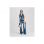 Karl Lagerfeld Fringed Denim Crop Top Αμάνικο Γυναικείο (A2W11022 1DE)