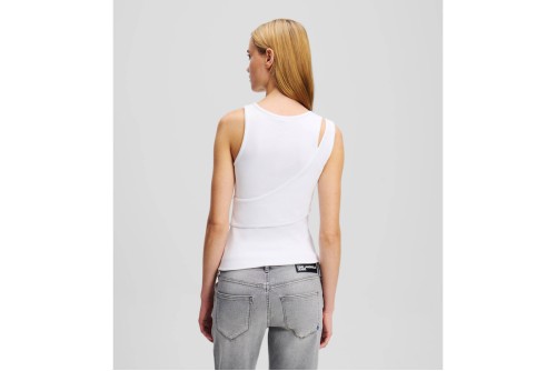 Karl Lagerfeld Ribbed Tank Μπλούζα Αμάνικη Γυναικεία (A2W17022 100)