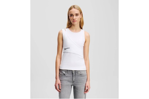 Karl Lagerfeld Ribbed Tank Μπλούζα Αμάνικη Γυναικεία (A2W17022 100)