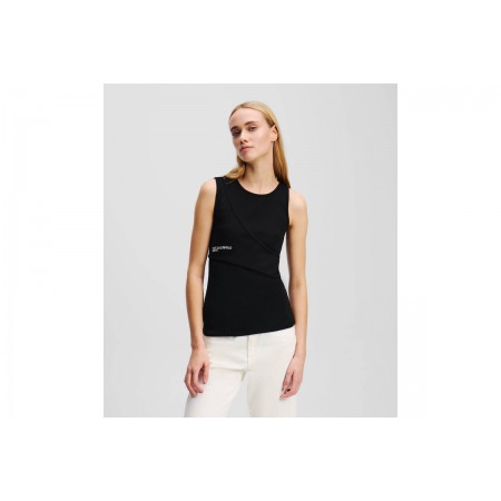 Karl Lagerfeld Ribbed Tank Μπλούζα Αμάνικη Γυναικεία 