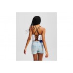 Karl Lagerfeld Contrast Binding Crop Top Αμάνικο Γυναικείο (A2W17026 100)