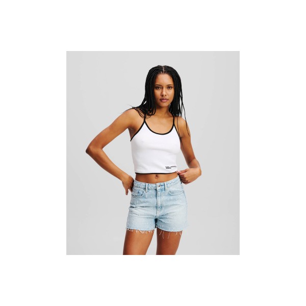 Karl Lagerfeld Contrast Binding Crop Top Αμάνικο Γυναικείο (A2W17026 100)