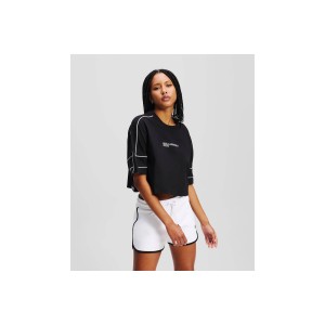 Karl Lagerfeld Relaxed Cropped Piping T-Shirt Γυναικείο (A2W17028 999)