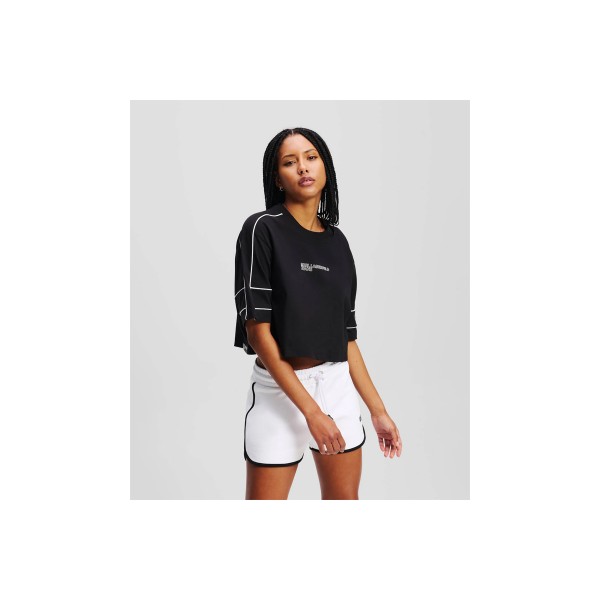 Karl Lagerfeld Relaxed Cropped Piping T-Shirt Γυναικείο (A2W17028 999)
