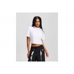 Karl Lagerfeld Cropped Monogram Γυναικείο Κοντομάνικο T-Shirt Λευκό