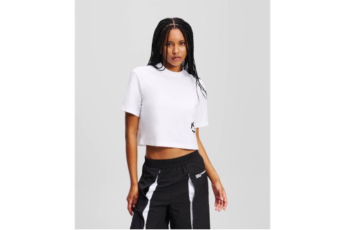 Karl Lagerfeld Monogram Cropped T-Shirt Γυναικείο (A2W17076 100)