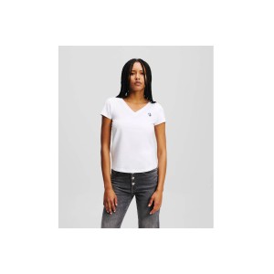Karl Lagerfeld Slim V-Neck T-Shirt Γυναικείο (A2W17097 100)
