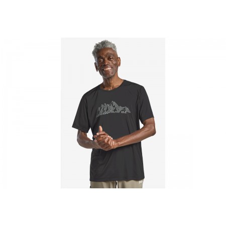 Jack Wolfskin Peak Graphic Ανδρικό Κοντομάνικο T-Shirt Μαύρο