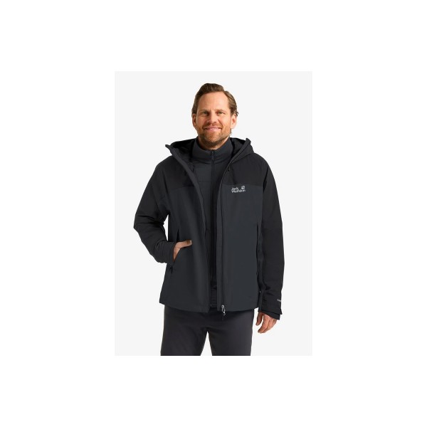 Jack Wolfskin Wild Places 3-In-1 Μπουφάν Αδιάβροχο Ανδρικό (A65257-6350)