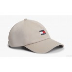 Tommy Jeans Heritage Logo Twill Baseball Καπέλο Strapback Μπεζ