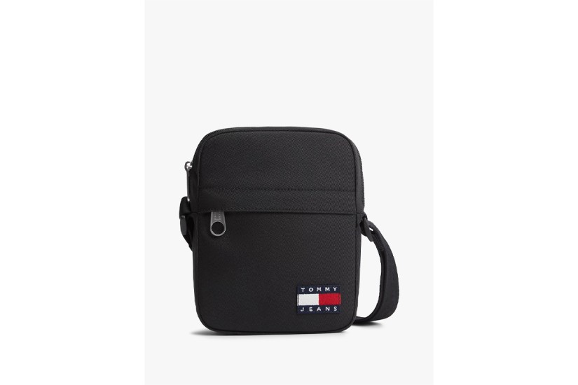 Tommy Jeans Essential Repeat Logo Ανδρικό Τσαντάκι Χιαστί - Ώμου Μαύρο 1,5L