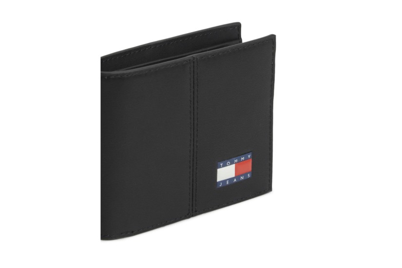 Tommy Jeans Heritage Leather Credit Card And Coin Ανδρικό Πορτοφόλι Μαύρο