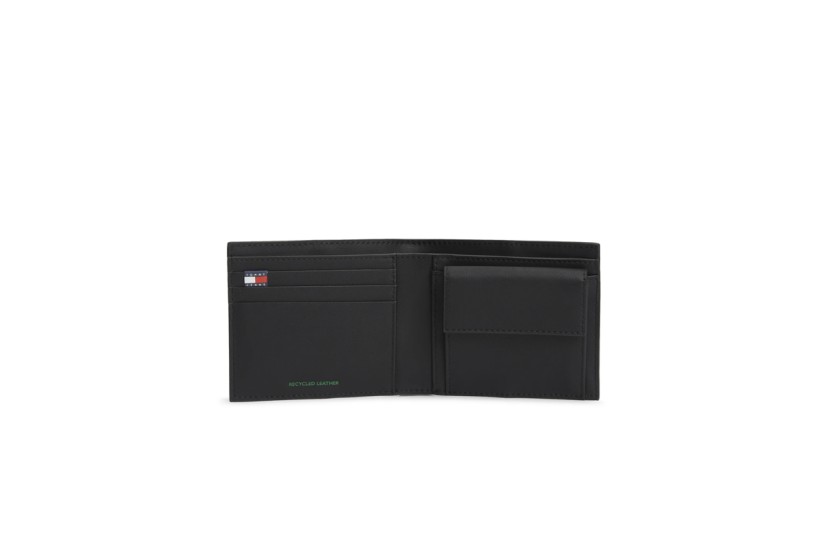 Tommy Jeans Heritage Leather Credit Card And Coin Ανδρικό Πορτοφόλι Μαύρο