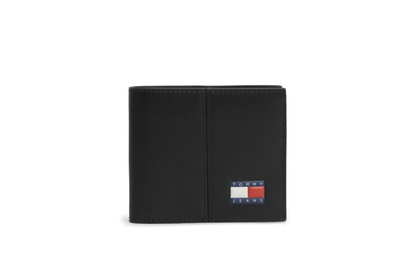 Tommy Jeans Heritage Leather Credit Card And Coin Ανδρικό Πορτοφόλι Μαύρο