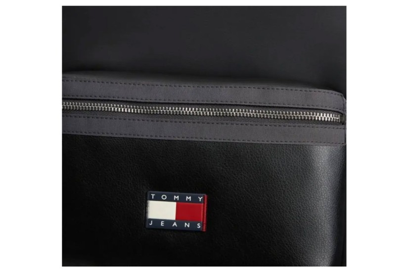 Tommy Jeans Elevated PU Casual Τσάντα Πλάτης Μαύρη 16L