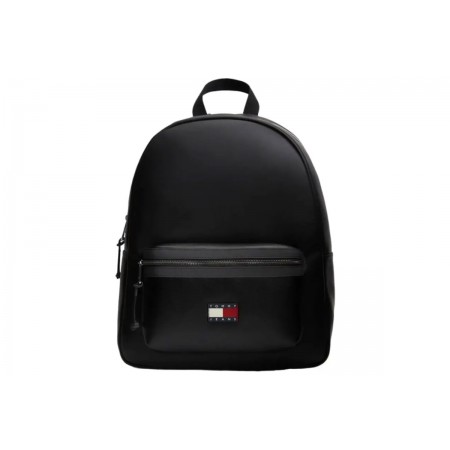 Tommy Jeans Elevated PU Casual Τσάντα Πλάτης Μαύρη 16L