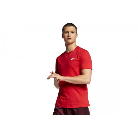 Nike Sportswear Club Ανδρικό Κοντομάνικο T-Shirt Κόκκινο