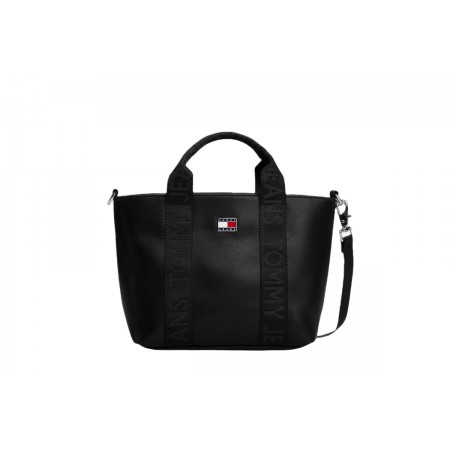 Tommy Jeans Essential Repeat Logo Γυναικεία Τσάντα Shopper Μαύρη 7L
