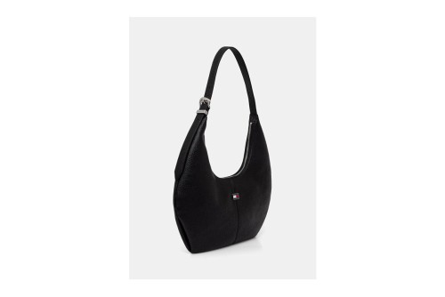 Tommy Jeans Flag Plaque Slouch Hobo Τσάντα Ώμου - Χειρός 3.3L (AW0AW18776 BDS)