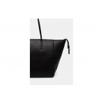 Tommy Jeans Bold Γυναικεία Τσάντα Tote Μαύρη, Ασημί