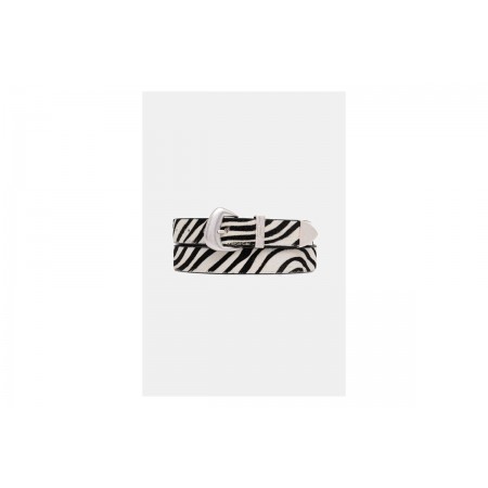 Tommy Jeans Zebra Print Abstract Buckle Γυναικεία Δερμάτινη Casual Ζώνη Λευκή, Μαύρη