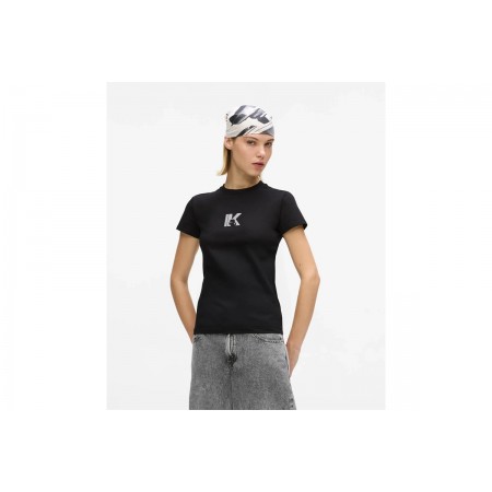 Karl Lagerfeld Slim K logo Γυναικείο Κοντομάνικο T-Shirt Μαύρο