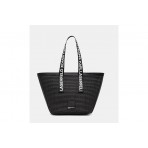 Karl Lagerfeld Logo Woven Raffia Γυναικεία Τσάντα Tote Μαύρη
