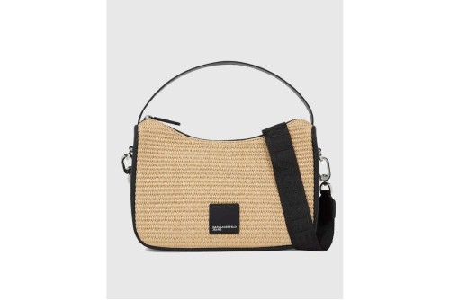 Karl Lagerfeld Logo Woven Raffia Mini Hobo Τσάντα Ώμου-Χειρός (B2W30115 106)