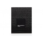 Karl Lagerfeld Logo Woven Raffia Mini Hobo Γυναικεία Τσάντα Ώμου-Χειρός Μαύρη