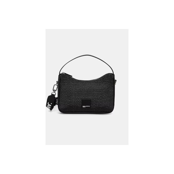 Karl Lagerfeld Logo Woven Raffia Mini Hobo Τσάντα Ώμου-Χειρός (B2W30115 999)