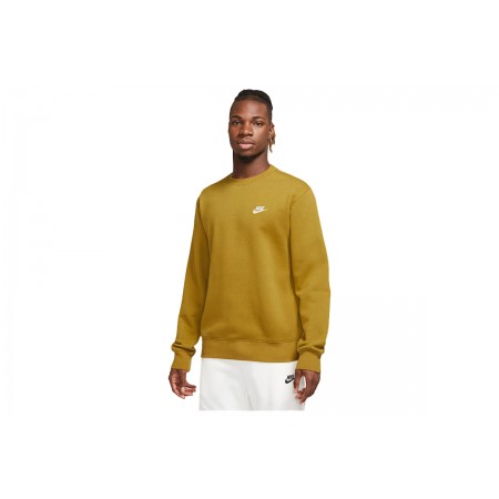 Nike Sportswear Club Fleece Ανδρική Μακρυμάνικη Μπλούζα Μουσταρδί