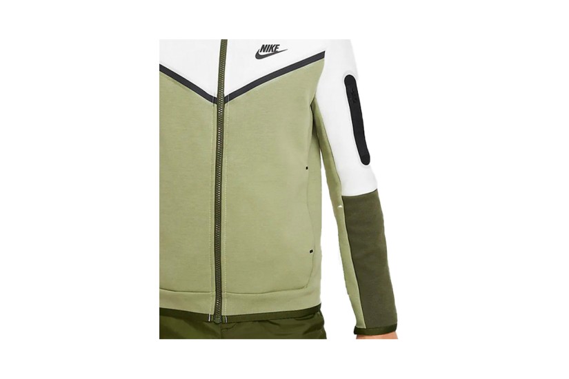 Nike Sportswear Tech Fleece Παιδική Ζακέτα με Κουκούλα Χακί, Λευκή, Μαύρη