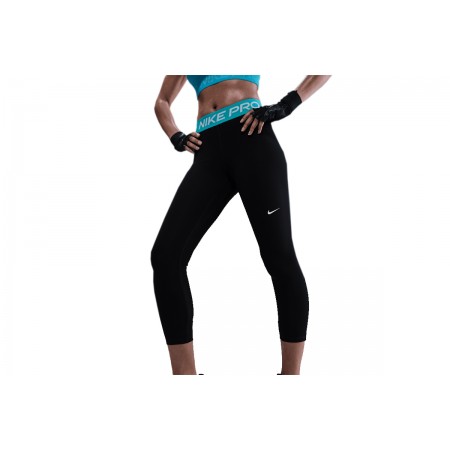 Nike Pro Γυναικείο Αθλητικό Κάπρι Κολάν Μαύρο, Άκουα